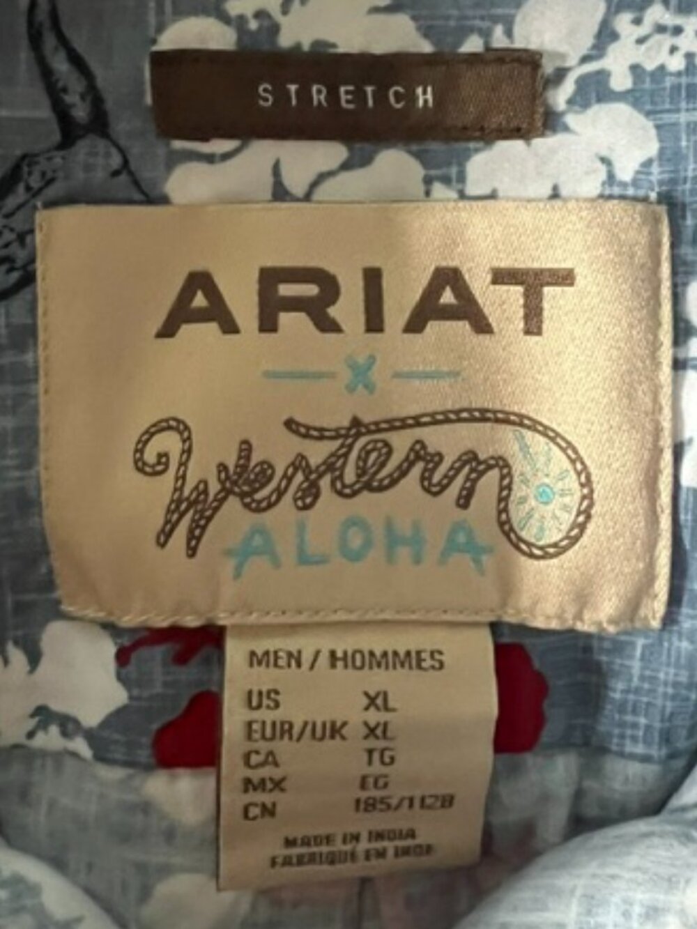 ARIAT WESTERN ALOHA BLUE & RED FLORAL LONG SLEEVE SHIRT MENS XL - Picture 13 of 13